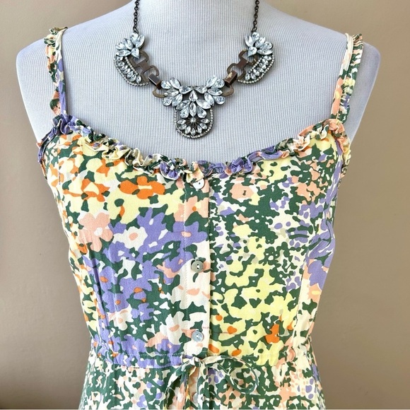 Evereve Rails Adalyn Midi Dress in Gardenia Floral Print Green Yellow Ruffle S - Picture 12 of 16